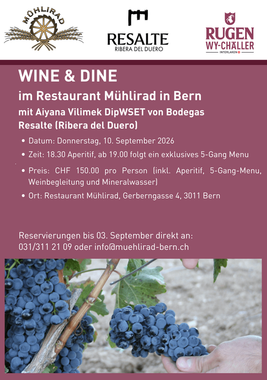 Flyer Wine & Dine mit Bodegas Resalte (Ribera del Duero)