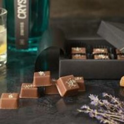 Les Pralinés Carrés au Swiss Crystal Gin.